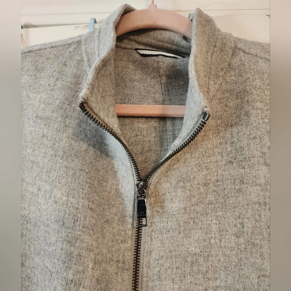 Ted Baker $395 Men's Light Grey Soft Wool Bomber Jacket Zip Front Size XXL